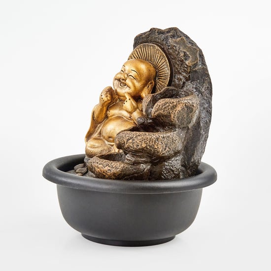 Corsica Alpine Polyresin Laughing Buddha Fountain - 14.5x19cm