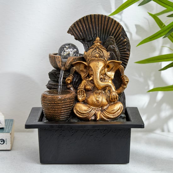 Corsica Alpine Polyresin Ganesha Fountain - 21x17.5x25cm