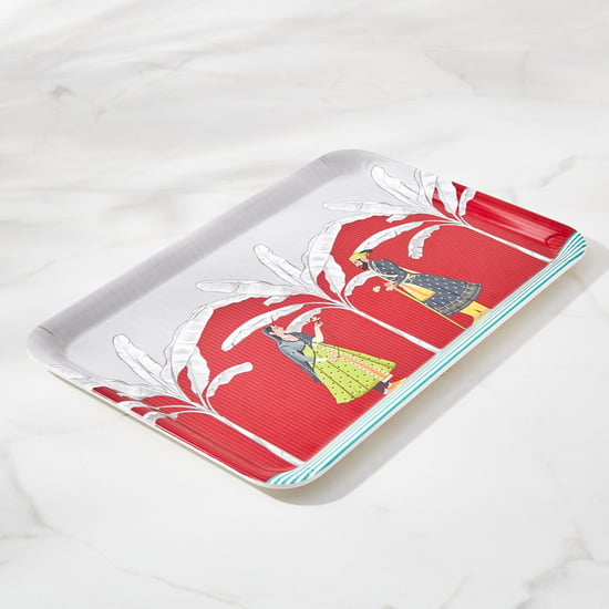 Raisa Raja Rani Melamine Printed Serving Tray - 35x24cm