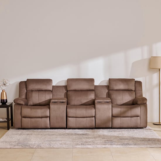 Denver Fabric 3-Seater Electric Recliner Set - Brown