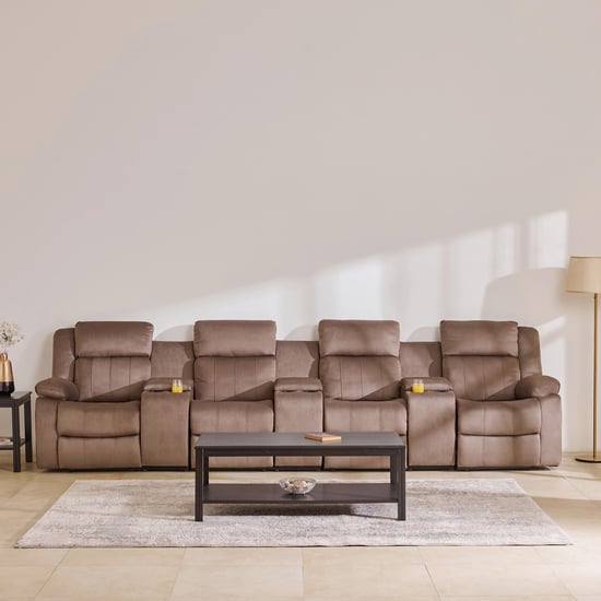 Denver Fabric 4-Seater Recliner Set - Brown