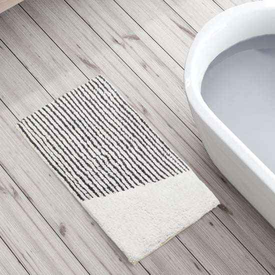 Corsica Auton Cotton Striped Anti-Slip Bath Mat - 80x50cm