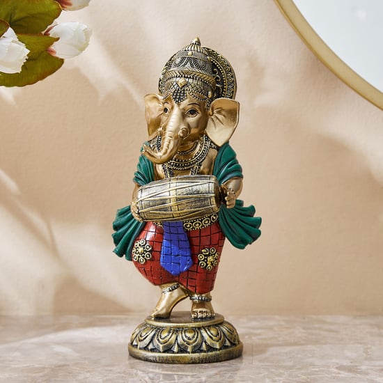 Alpana Polyresin Ganesha with Dholak Figurine