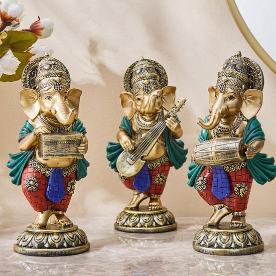 Alpana Polyresin Ganesha with Dholak Figurine