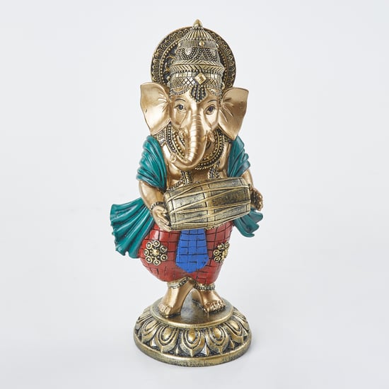 Alpana Polyresin Ganesha with Dholak Figurine