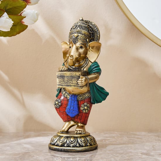 Alpana Polyresin Ganesha with Harmonium Figurine