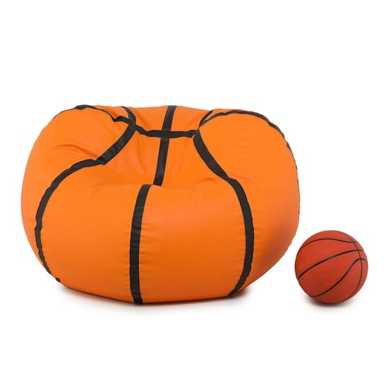 Helios Jordan Faux Leather Basketball Bean Bag Cover - Orange