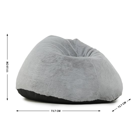 Helios Lunar Faux Fur Teardrop Bean Bag Cover - Grey