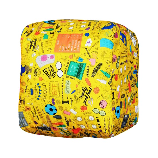 Helios Yuri Canvas Pouffe Cover - Yellow