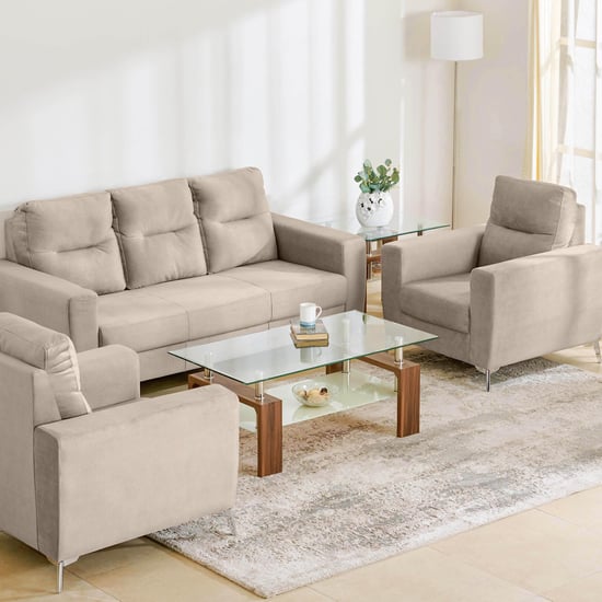 Helios Vive Fabric 3+1+1 Seater Sofa Set - Beige
