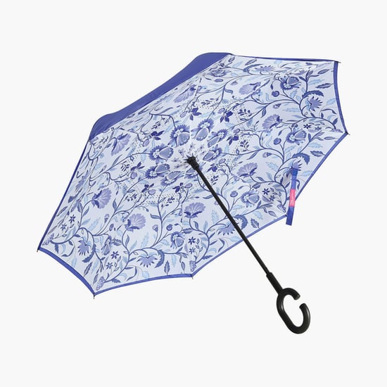 INDIA CIRCUS Blaue Blume Printed Reversible Umbrella