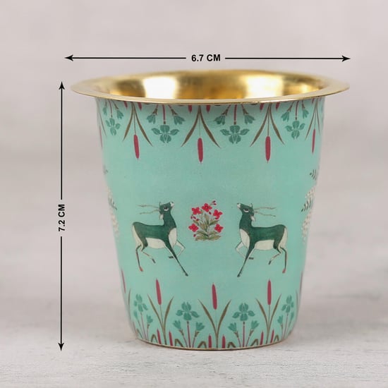INDIA CIRCUS Mirroring Deer Garden Brass Dabra Set