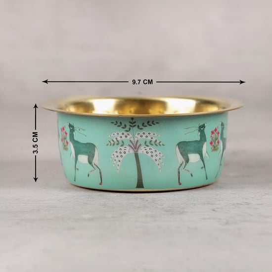 INDIA CIRCUS Mirroring Deer Garden Brass Dabra Set