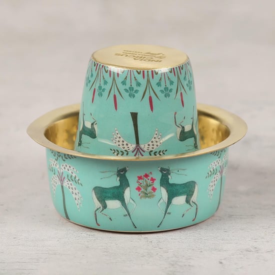 INDIA CIRCUS Mirroring Deer Garden Brass Dabra Set