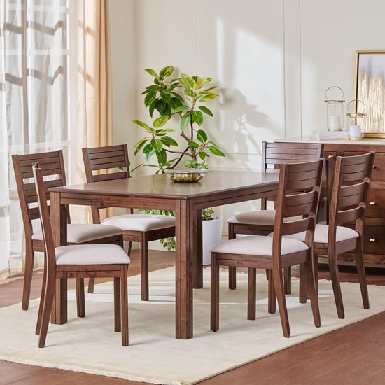 Montoya 6-Seater Dining Set with Chairs - Brown