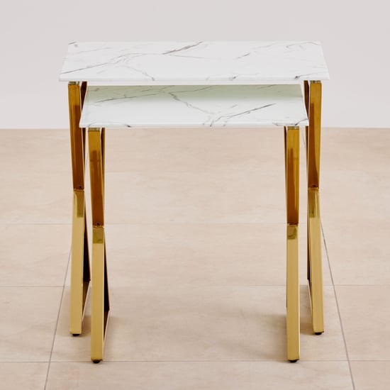 Bianca Tempered Glass Top Nest of 2 Tables - Gold