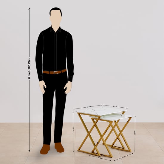 Bianca Tempered Glass Top Nest of 2 Tables - Gold