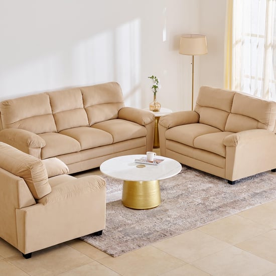 Mojo Velvet 3+2+1 Seater Sofa Set - Beige