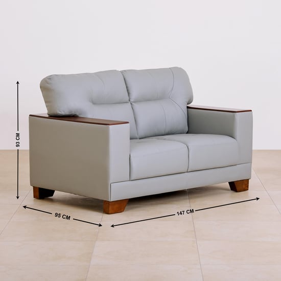 Walter Half Leather 2-Seater Sofa - Grey