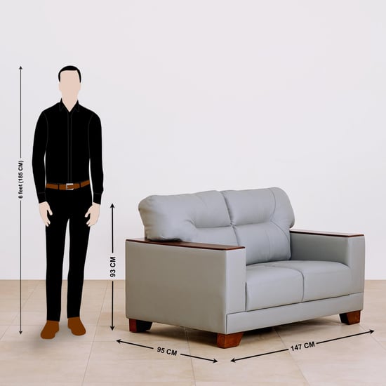 Walter Half Leather 2-Seater Sofa - Grey