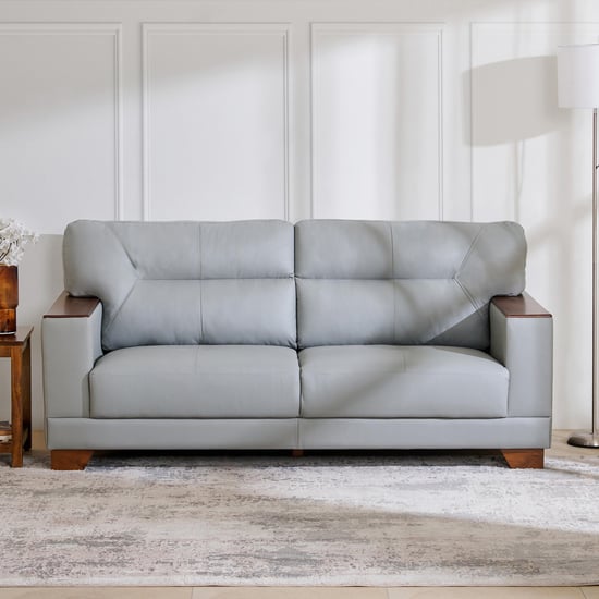 Walter Half Leather 3-Seater Sofa - Grey