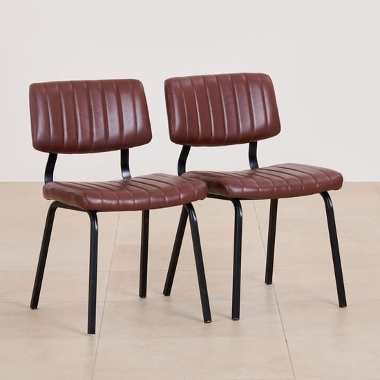 (Refurbished) Ajax Set of 2 Faux Leather Dining Chairs - Brown