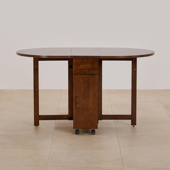 Refurbished Butterfly Solid Wood 4 Seater Foldable Dining Table with Storage Brown