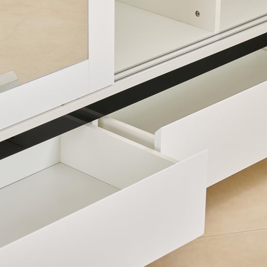 Polaris 2-Door Sliding Wardrobe with Mirror- White