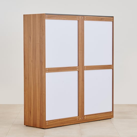 Quadro 2-Door Sliding Wardrobe with Mirror and Drawers -  Brown