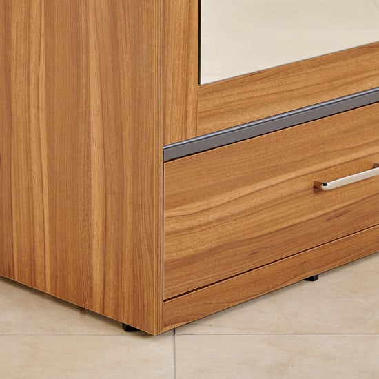 Quadro 2-Door Sliding Wardrobe with Mirror and Drawers -  Brown