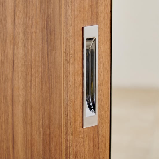 Quadro 2-Door Sliding Wardrobe with Mirror and Drawers -  Brown