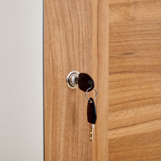 Quadro 2-Door Sliding Wardrobe with Mirror and Drawers -  Brown