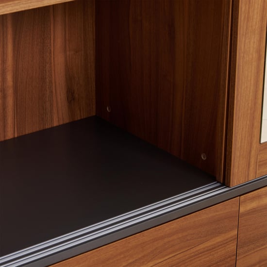 Quadro 2-Door Sliding Wardrobe with Mirror and Drawers -  Brown