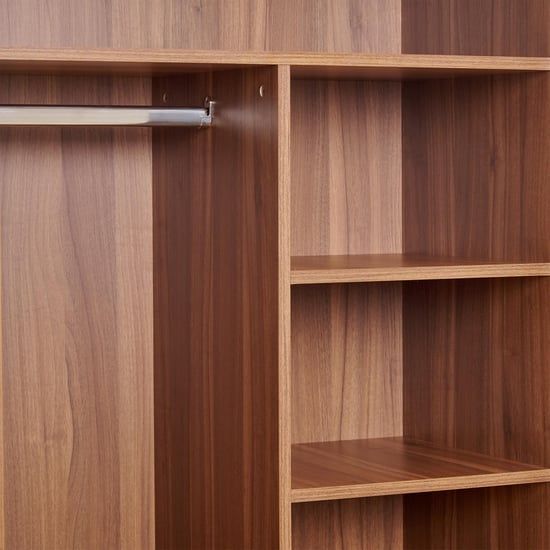 Quadro 2-Door Sliding Wardrobe with Mirror and Drawers -  Brown