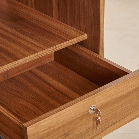 Quadro 2-Door Sliding Wardrobe with Mirror and Drawers -  Brown