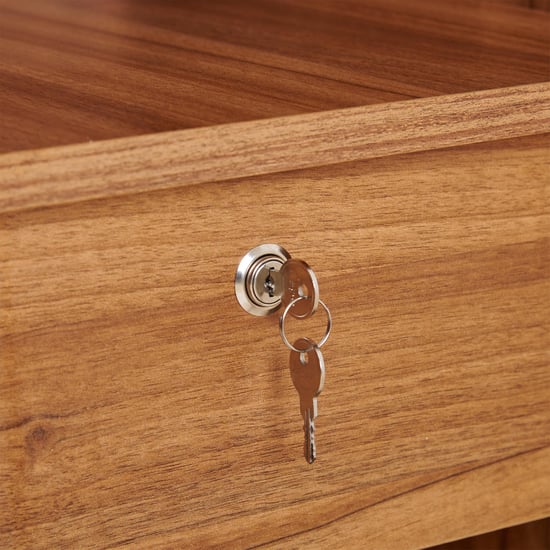 Quadro 2-Door Sliding Wardrobe with Mirror and Drawers -  Brown