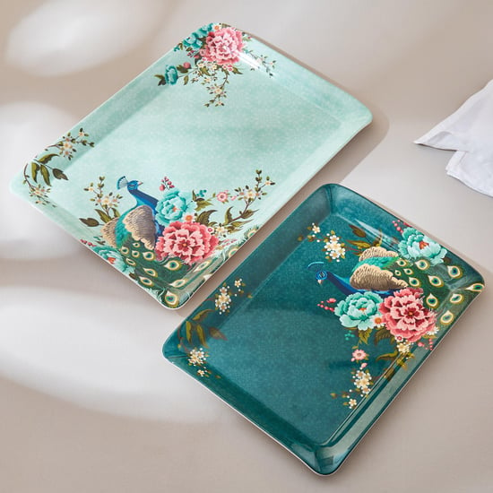 Corsica Set of 2 Melamine Printed Serving Trays