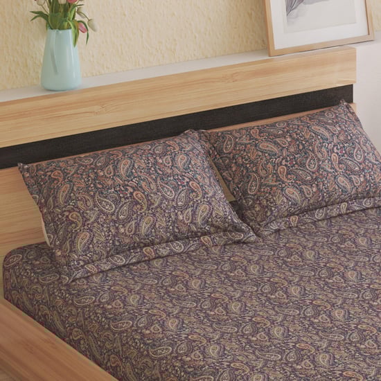 Amaya Silas Cotton 150TC Printed 3Pcs Super King Bedsheet Set