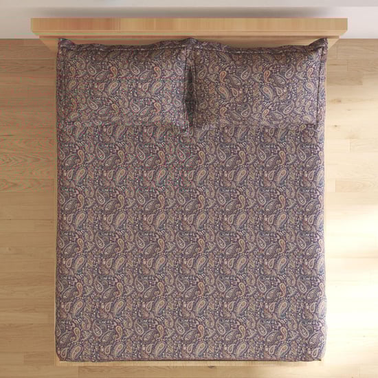 Amaya Silas Cotton 150TC Printed 3Pcs Super King Bedsheet Set