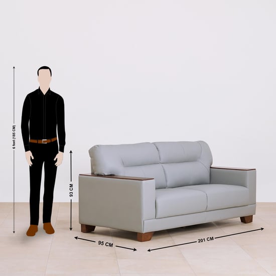 Walter Half Leather 3+2+1 Seater Sofa Set - Grey