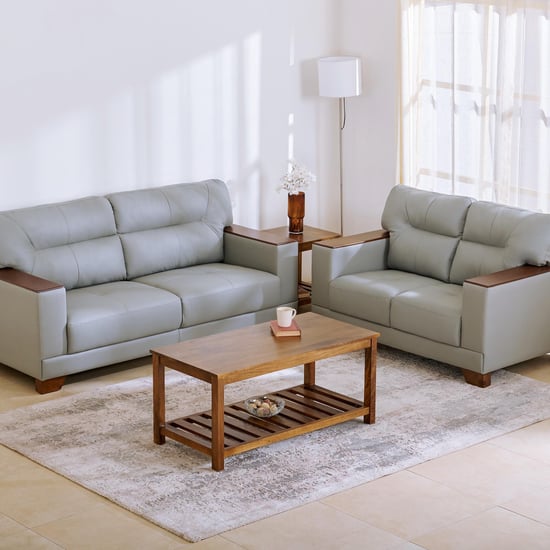 Walter Half Leather 3+2 Seater Sofa Set - Grey