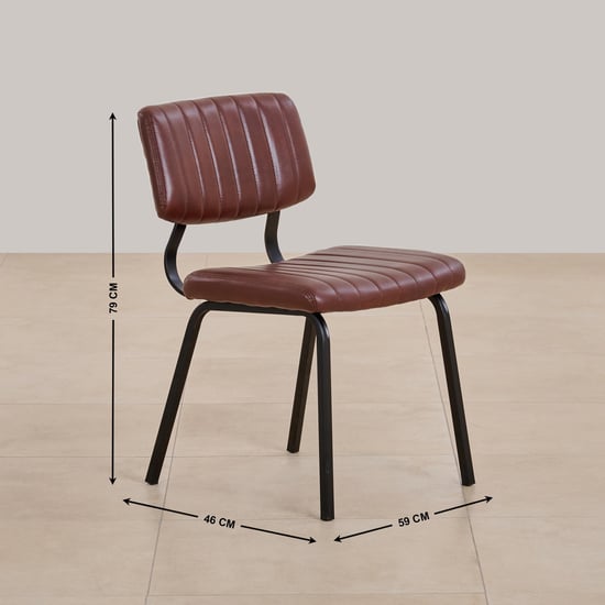 (Refurbished) Ajax Set of 2 Faux Leather Dining Chairs - Brown