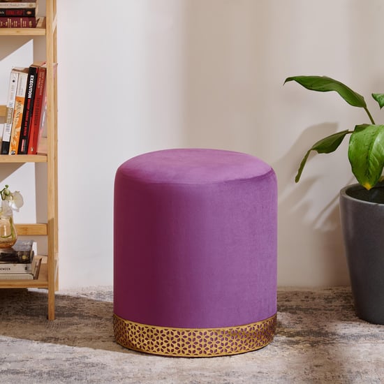 Maya Sasha Velvet Pouffe - Purple