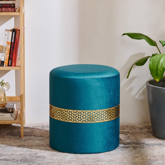 Maya Tiara Velvet Pouffe - Teal