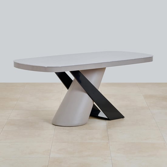 Marcello Glass Top 6-Seater Dining Set with Chairs - Grey and Blue