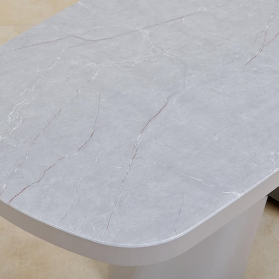 Marcello Glass Top 6-Seater Dining Set with Chairs - Grey and Blue