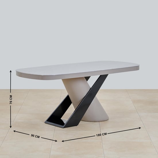 Marcello Glass Top 6-Seater Dining Set with Chairs - Grey and Blue