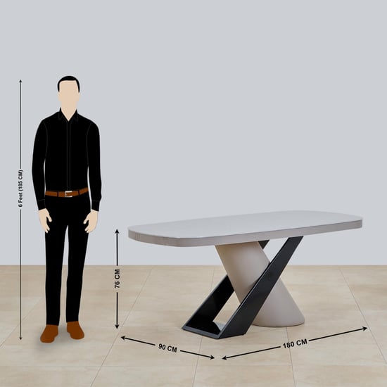 Marcello Glass Top 6-Seater Dining Set with Chairs - Grey and Blue