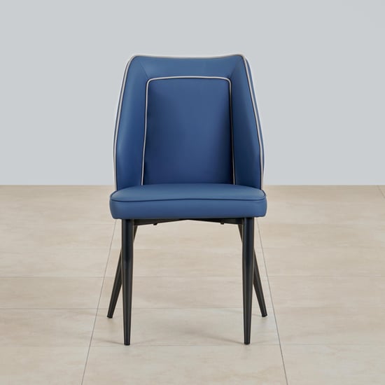 Marcello Glass Top 6-Seater Dining Set with Chairs - Grey and Blue