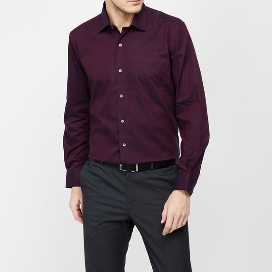 VAN HEUSEN Regular Fit Solid Cotton Formal Shirt